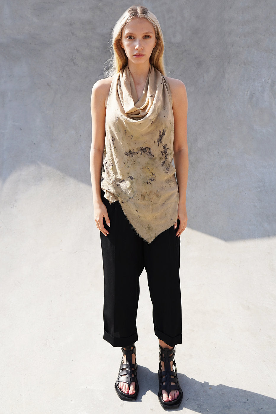 NATURAL DYED COWL NECK SILK TANK