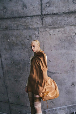 Cowl Neck Mini Dress | Chic and Sustainable | Winnie Witt M 4 - 6 / Tan Cowl Neck Mini Dress | Chic and Sustainable | Winnie Witt M 4 - 6 / Tan
