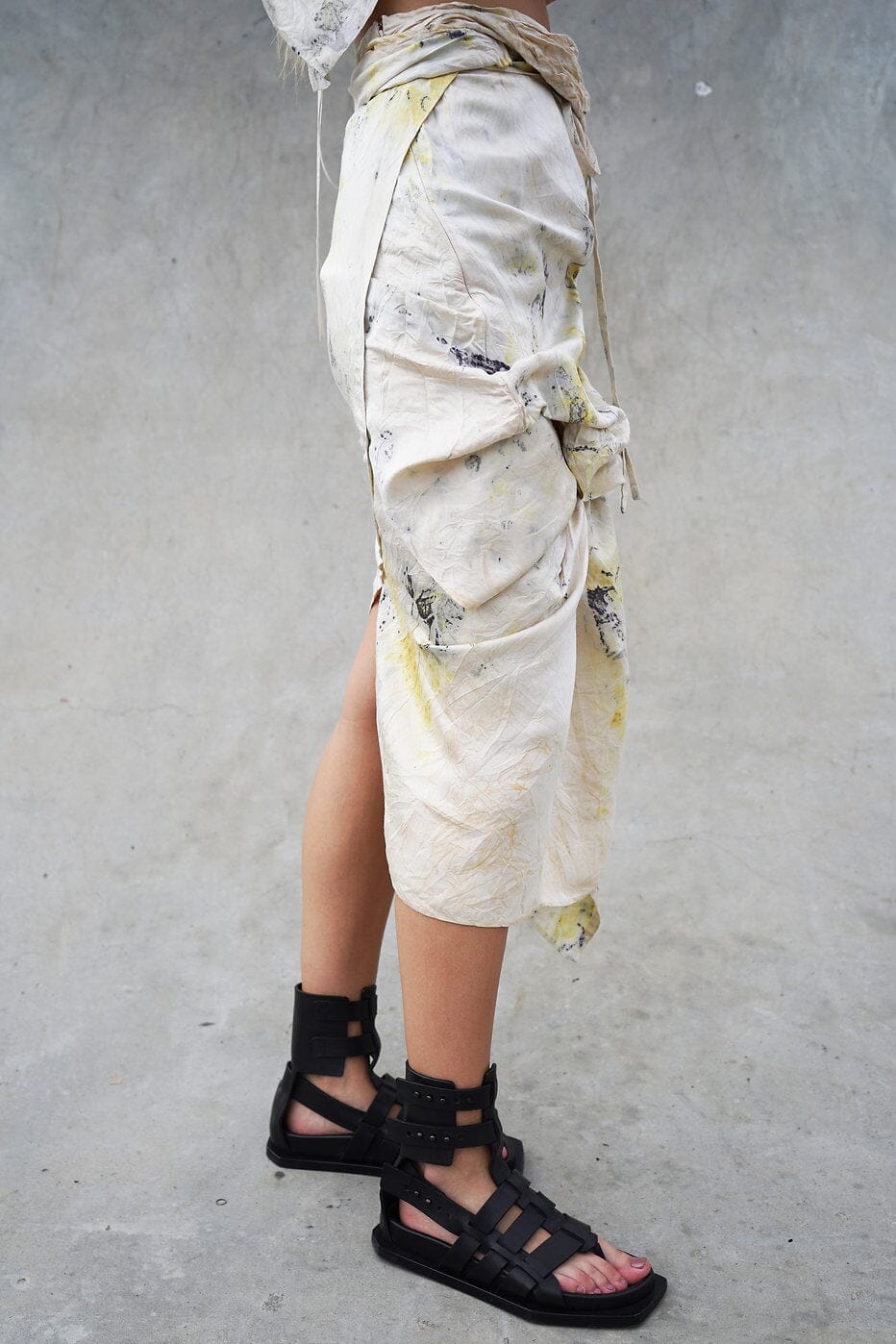 ESME WRAP-EFFECT MIDI SKIRT 
